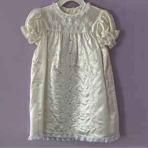 Vintage 50s Girls ivory dress with slip size 3